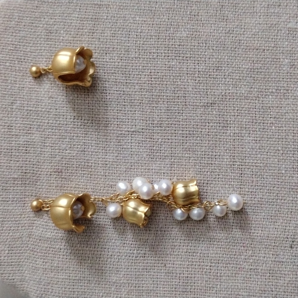 18kt over Titanium Lili earrings with pearls - Picture 3 of 3